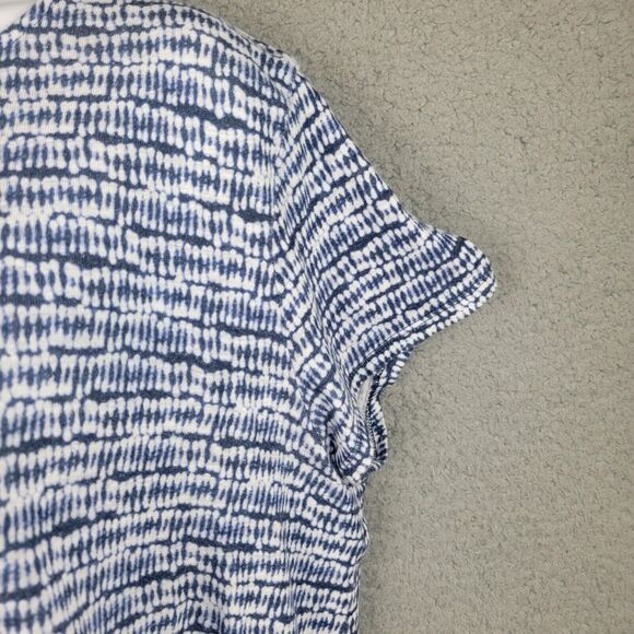 J Jill Pure Jill Tunic Tee Top Womens M Blue White Linen Blend Asymmetric Hem - Picture 4 of 16